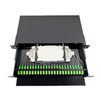 19 Inch 24 Port 48 Port Fiber Patch Panel Rak Dipasang ODF Panel Serat Serat Optik Patch Panel