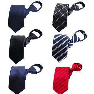 Cravates classiques pour hommes pré-nouées, rayées, couleur unie, en polyester, pour usage quotidien, accessoires formels et professionnels - Product Image 3