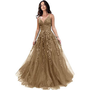 Gaun Malam Satin Panjang Klasik LY-PD0216 untuk Wanita Tanpa Lengan dengan Renda dan Manik-manik Berkilau Elegan untuk Pesta Ukuran Dapat Disesuaikan - Product Image 4