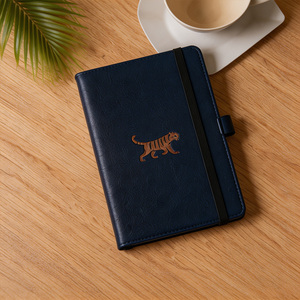 Diario con Copertina Rigida Personalizzato con Goffratura <span class=keywords><strong>Tigre</strong></span>, Taccuino in PU Blu Navy con Portapenna per Ufficio - Product Image 2