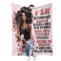 2024 nouveauté conception personnalisée imprimé affirmations positives inspirant femme noire flanelle jeter couverture pour lit