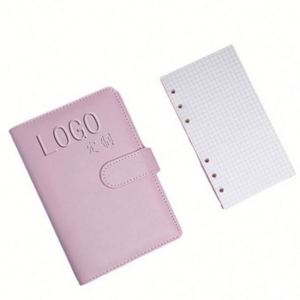 Libreta de Cuero PU con Anillas, Diseño de Hojas Sueltas A5/A6, Personalizable, con 6 Anillas, Diseño de Páginas Divididas, 60 Páginas, Tendencia Creativa - Product Image 1