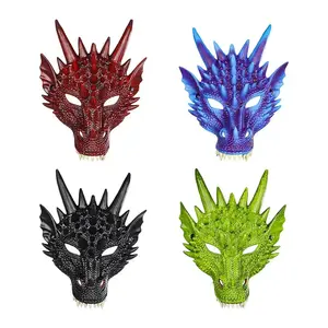 Ejderha maskesi korkunç yetişkinler çocuk cadılar bayramı partisi cadılar bayramı karnaval süslü elbise Cosplay parti gerçekçi hayvan maskeleri