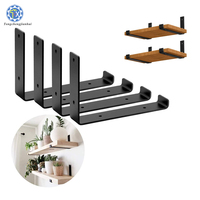 Supports d'étagère muraux pliables en acier zingué noir en forme de L, robustes et dissimulés, pour usage intensif, personnalisables, à fixation simple face