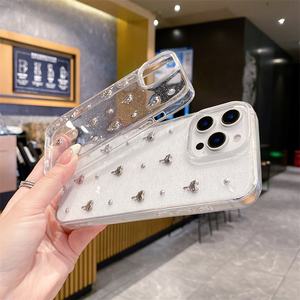 Cuore glitterato per IPhone17 Pro Max custodia del telefono per <span class=keywords><strong>Apple</strong></span> 16 Pro 15 <span class=keywords><strong>trasparente</strong></span> 14 semplice copertura femminile elettrolitica a forma di cuore - Product Image 1