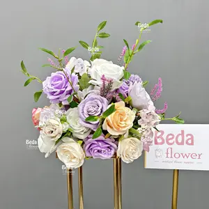 Bola de flores decorativas de seda rosa orquídea suspensa, flores artificiais elegantes para casamento, magnólia, corredor de corredor, decoração de cama