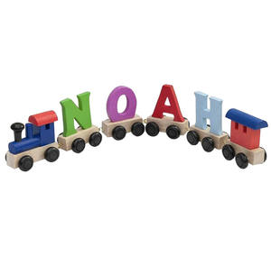 <strong>Personalised</strong> Children's <strong>Wooden</strong> Train With Letters Pink and Turquoise Engine Kids Birthday Christmas Gifts Nursery Decoration - Product Image 2