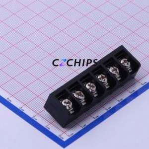 DBT50-9.5-6P-BK-P Barrier Terminal Block Through hole Component (THT),P=9.5mm Connector Three Sides 9.5mm 1x6P Straight Pin - Product Image 1