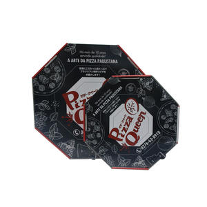 Scatola Ottagonale Personalizzata per <span class=keywords><strong>Pizza</strong></span>/Sushi in Cartone Ondulato Nero con Logo Personalizzato e Goffratura - Product Image 1