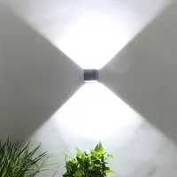 Lampu Dinding LED Modern Kubus Pencahayaan Atas Bawah, Lampu Sconce Pasang Dalam dan Luar Ruangan untuk Rumah, Kamar Tidur, Hotel