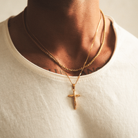 Pendentif Croix Personnalisé OEM ODM Collier en Acier Inoxydable Plaqué Or Bijoux Religieux pour Hommes Faible MOQ Fabricant Grossiste