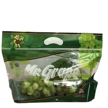 Baskı 1-3kg meyve ve sebze ambalaj poşetleri havalandırma delikleri ile plastik şeffaf eko poli çanta özel Logo ile fermuarlı çantalar