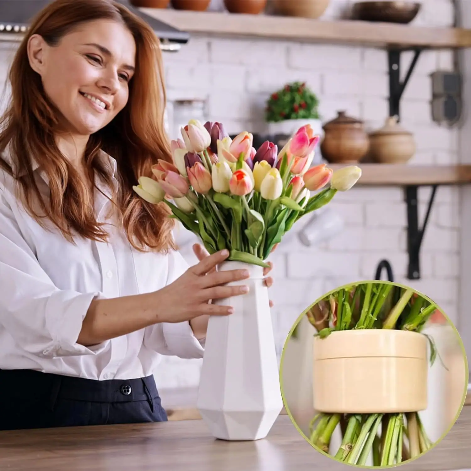 Suporte de haste para vasos, ferramenta de arranjo de buquê de flores em espiral hepler, suporte para arranjo de flores, porta-buquê twister