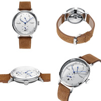 Luxuriöse Herren-Mechanikuhr mit Chronograph, Edelstahlarmband, Schlichtem Design, Automatikwerk und Lederarmband - Neueste Veröffentlichung