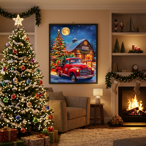 Kit <span class=keywords><strong>Pittura</strong></span> con Numeri Camion Rosso <span class=keywords><strong>Vintage</strong></span> Notte di Natale Fienile Neve <span class=keywords><strong>Pittura</strong></span> Acrilica Fai da Te su Tela per Adulti Principianti 16x20 Pollici - Product Image 3