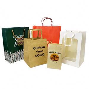 Bolsas de Compra de Buena Calidad con o sin Asas, Bolsas de Papel Kraft Personalizadas con Logotipo para Té Boba, para Vasos - Product Image 1