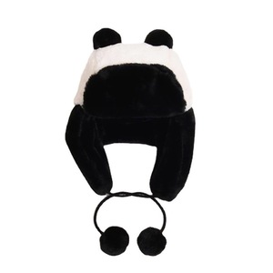 Haute qualité hiver chaud <span class=keywords><strong>Ski</strong></span> chapeau mignon en peluche noir blanc Panda en peluche boule Protection des oreilles adultes enfants Panda Lei Feng chapeau - Product Image 5