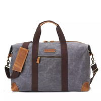 Vintage En Cuir Ciré Toile Sac de Voyage Sac Week-End Sport Sac À Main Designer