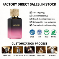 Flacon de parfum en verre personnalisé, base carrée unique et lourde, 100 ml, 50 ml, 30 ml, dégradé noir rose, flacon vaporisateur à fine brume