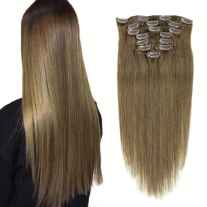 Precio al por Mayor # Extensiones de Cabello Humano de 8 Colores, 100% Cabello Natural, Buena Calidad, Color Liso, con Clip, Estilo Mongol - Product Image 1