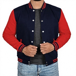 Veste universitaire noire et blanche pour homme avec fermeture boutonnée, style décontracté classique, col rabattu, matière polyester, pour l'automne - Product Image 1