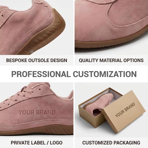 Zapatillas de moda rosa empolvado de tendencia viral, estilo limpio, de ante, para caminar, de caña baja, para el día a día, estilo europeo - Product Image 2