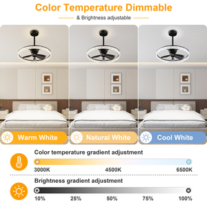 Ventilateur de plafond 23,6'' avec lumière, télécommande APP, 6 vitesses, LED réversible et à intensité variable, élégant ventilateur de plafond en cristal pour chambre à coucher et salon - Product Image 2