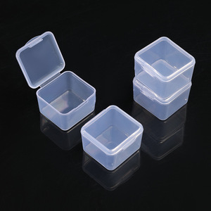 Mini Pp Square Plastic Storage <b>Box</b> <b>With</b> <b>Lid</b> For Jewelry Fishing Hooks Components Transparent Single Compartment - Product Image 2
