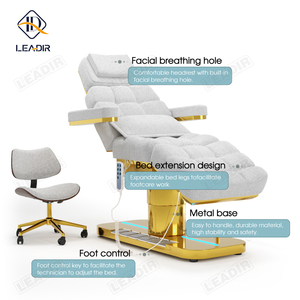 Luxe gouden beauty <span class=keywords><strong>salon</strong></span> elektrisch verstelbare massagetafel met 3 motoren, gezichts- en wimpertafel, salonmeubilair - Product Image 2
