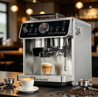 Máquina de Espresso Anbolife de Doble Caldera, 2800W, 20 Bares, Bomba Doble, Control PID, Portafiltro de 58mm, Molinillo OEM