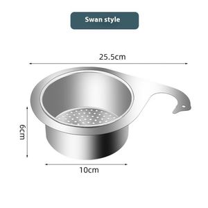 Égouttoir de cuisine en acier inoxydable en forme de cygne avec panier de drainage, filtre, compatible lave-vaisselle et durable - Product Image 4
