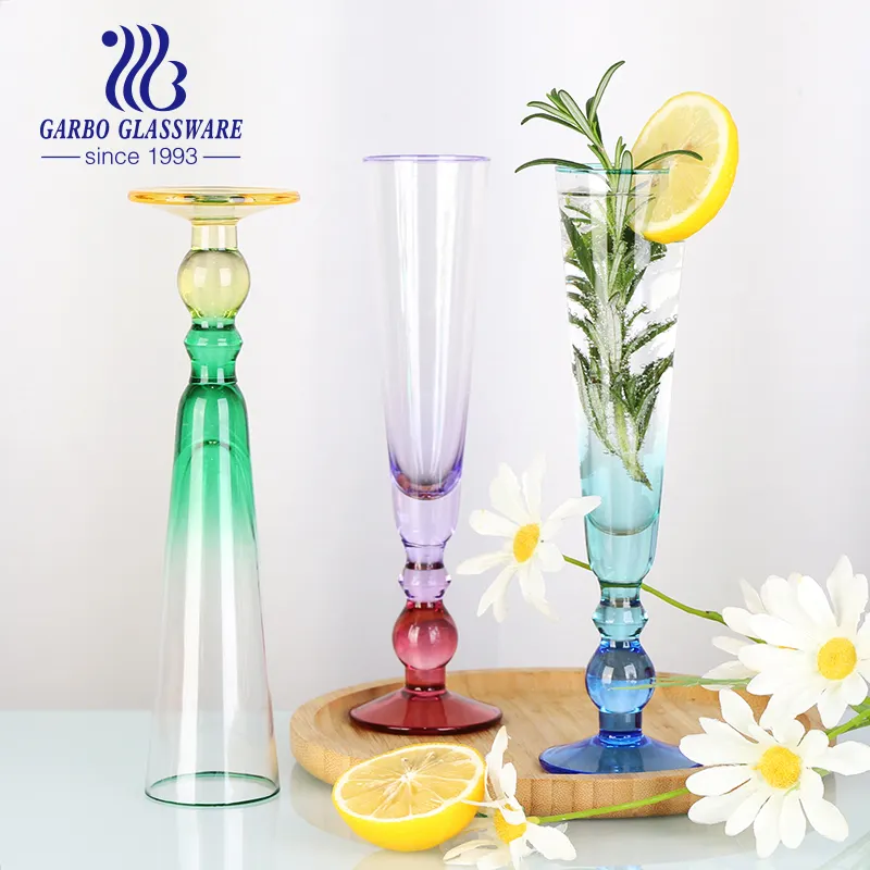 Glass goblet with bead-dotted color spray color handmade-blown 3000pcs small MOQ but factory price wholesaler in China for party