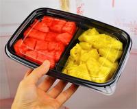 Boîte en plastique PET rectangulaire jetable écologique pour sauces, plateaux de fête, fruits frais, sandwichs, sucre