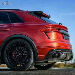 Nouveau Kit de carrosserie de pare-chocs en Fiber de carbone de Style RSQ8 2020 + <span class=keywords><strong>ABT</strong></span> avec diffuseur de lèvre de tuyau d'échappement sur le couteau à air de garde-boue pour RSQ8 - Product Image 4