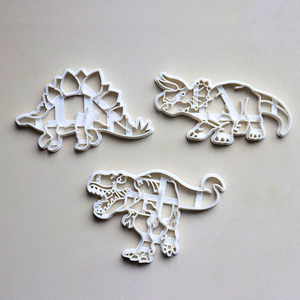 Emporte-pièces 3D dinosaures (T-Rex, Stégosaure et Tricératops), emporte-pièces à biscuits en relief, outils de pâtisserie DIY - Product Image 5
