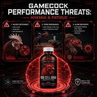 Solution Liquide Hyperprotéinée pour Volailles de Combat (Coq) à Marque Blanche, 8,5 OZ, Vitamine B12, Renforceur Sanguin, Absorption Rapide et Sûre pour Coqs