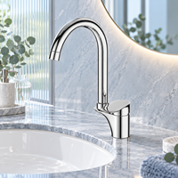 Robinet de lavabo en laiton personnalisé OEM avec bec courbé, mitigeur monocommande pour propriétaires de marques et achats de projets