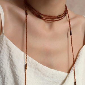 Collier ras du cou multi-brins en agate, pierre naturelle, style bohème, pour femme, usage quotidien, fabriqué en Chine, modèle JX028 - Product Image 1