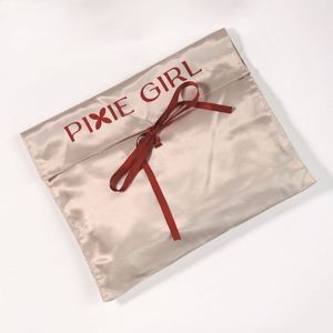Custom Logo Printed Rose Gold Satin Envelope Wedding <b>Clothes</b> Packing Bag Luxury Durable Silk Envelope Gift Hair <b>Bundle</b> Wig Bag - Product Image 6