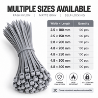 Attache en plastique PA66 gris de qualité construction, résistance à la traction 120 lb 175 lb, matériau 100 % vierge, attache-câble en nylon ignifuge UL94V-2