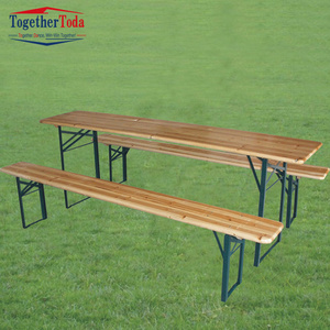Meubles en bois sur mesure pour l'extérieur, table et bancs pliants pour pique-nique et bière en bois - Product Image 4