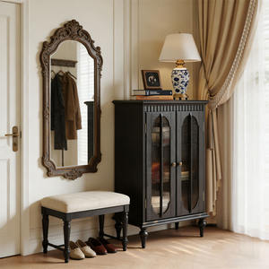 <span class=keywords><strong>Buffet</strong></span> vintage en bois massif avec portes vitrées, armoire à vin à double porte, meuble <span class=keywords><strong>de</strong></span> rangement pour <span class=keywords><strong>salon</strong></span> - Product Image 1