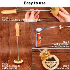 Bois cuir brûlant timbre fer à marquer avec tête en laiton 50MM Logo cuivre moules bricolage marque fer timbre pour père cadeau - Product Image 4