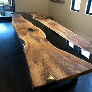 Table à manger en bois de noyer massif de luxe, prix bas, directement de l'usine, table de cuisine, table de restaurant, dalle en résine époxy - Product Image 2