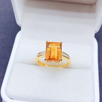 Factory Wholesale LuxuryOEM ODM 925 Sterling Silver Women's Wedding Ring Natural Citrine Engagement Anniversary Party Gift