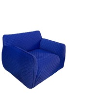 Fauteuil simple rectangulaire en similicuir italien de style nordique, rembourré en éponge, bleu, pour salon minimaliste, canapé paresseux en acier inoxydable