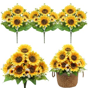 Steli di <span class=keywords><strong>Girasole</strong></span> Artificiali Real Touch, Fiori Finti Gialli Premium per Centrotavola Matrimoniali, Decorazioni di Lusso per Casa, Tavolo e Ufficio - Product Image 1