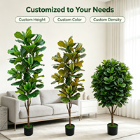 Tanaman Artificial Fiddle Leaf Fig 180cm, Ficus Lyrata Palsu dalam Pot untuk Dekorasi Lantai Ruang Tamu Modern, Lobi Hotel
