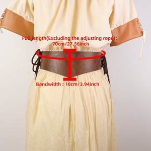 Conjunto de Accesorios de Disfraz Vikingo Medieval - Diadema Celta, Bufanda con Capucha Marrón y Cinturón de Cuero para Cosplay Renacentista LARP - Product Image 5