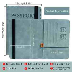 Portefeuille de voyage en cuir PU de luxe de haute qualité, porte-cartes, porte-documents, blocage RFID, sac de passeport sans fermeture, 70g - Product Image 2